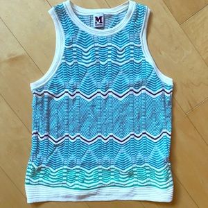 Teal patterned MISSONI top